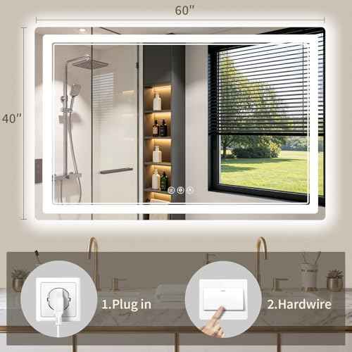 40"x60" LED Bathroom Mirror with Lights (60"L x 40"W)