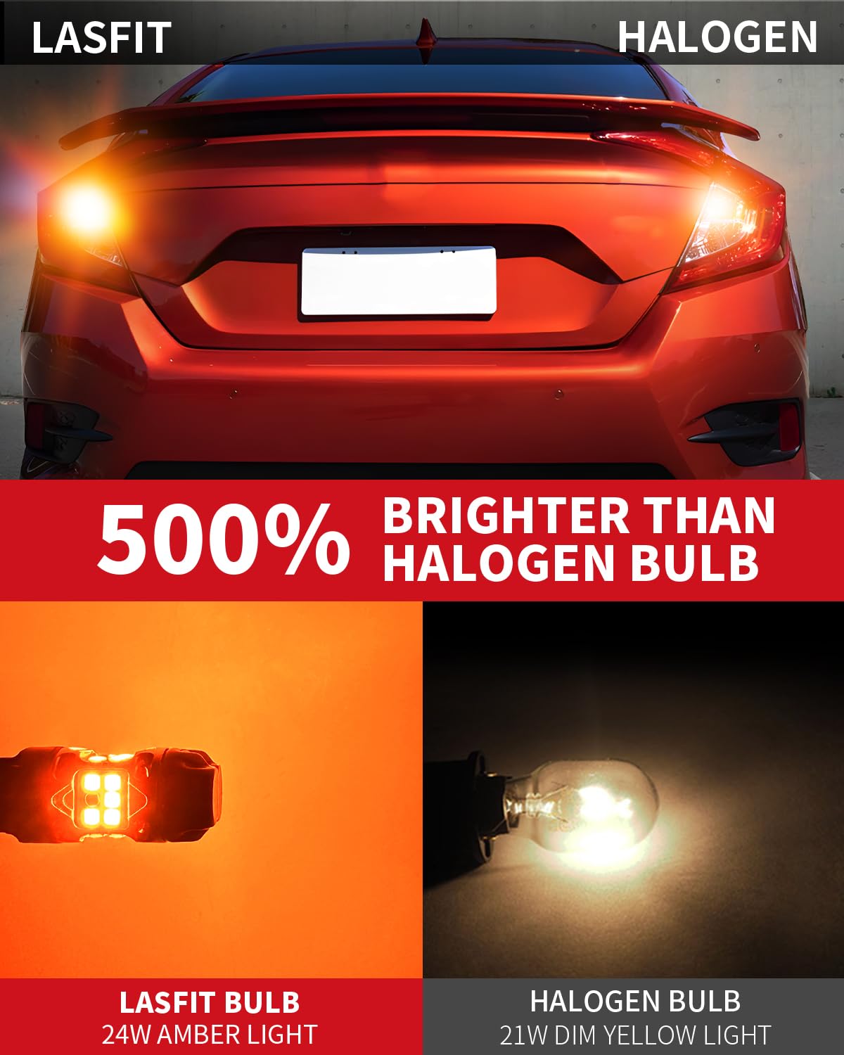 T3 7507 LED Bulb Amber BAU15S Turn Signal Lights Built In Resistor (Amber / 7507)