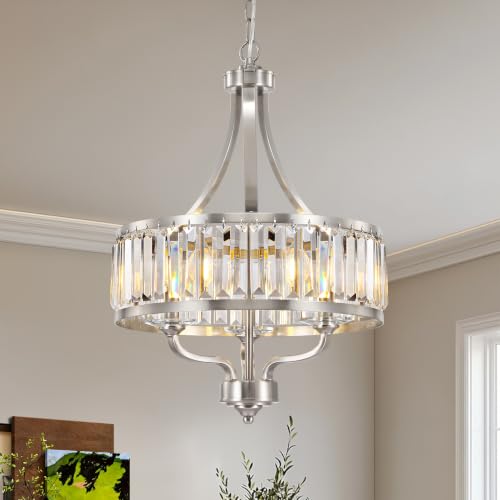 Brushed Nickel Crystal Chandelier (Brushed Nickel / 15.75''/3-Light)