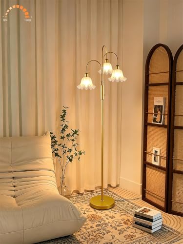 70IN Flower Floor Lamp for Living Room (3F-D_Gold)