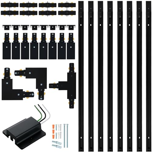 26FT H Track Lighting Rail Kit (Black / 26FT)