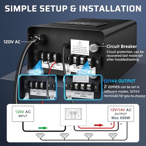 600W Low Voltage Landscape Transformer