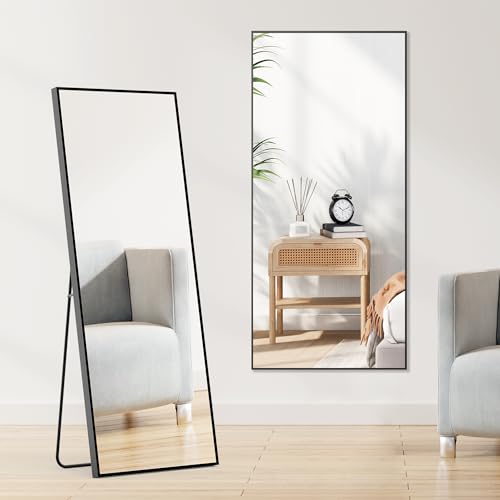 Full Length Mirror 64"x21" Full Body Floor Mirrors for Bedroom or Cloakroom (Black / 64.5"L x 21"W)