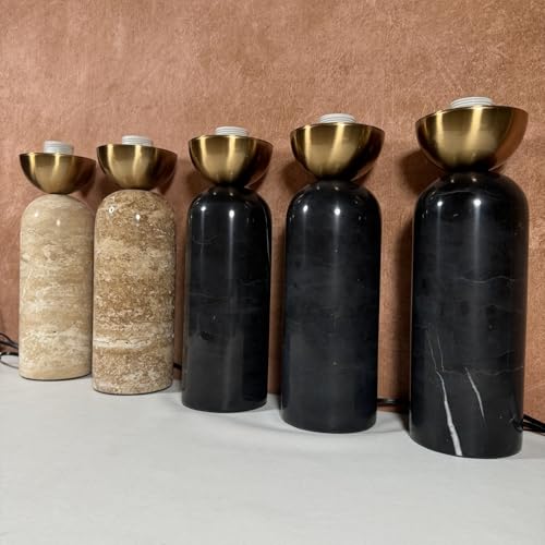 Modern Dimmable Table Lamp Black Marble Lamp for Nightstand (Black)