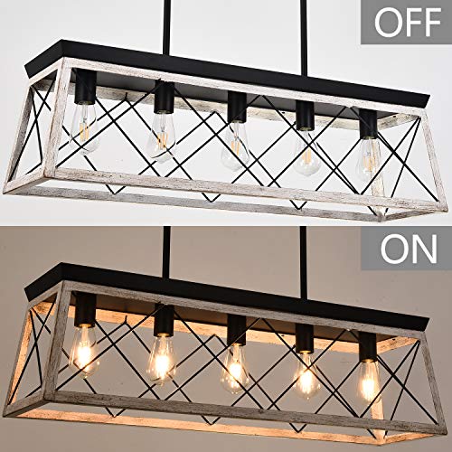 37.8Inches Farmhouse Rectangular Chandelier Rustic (37.8InchesWhite)