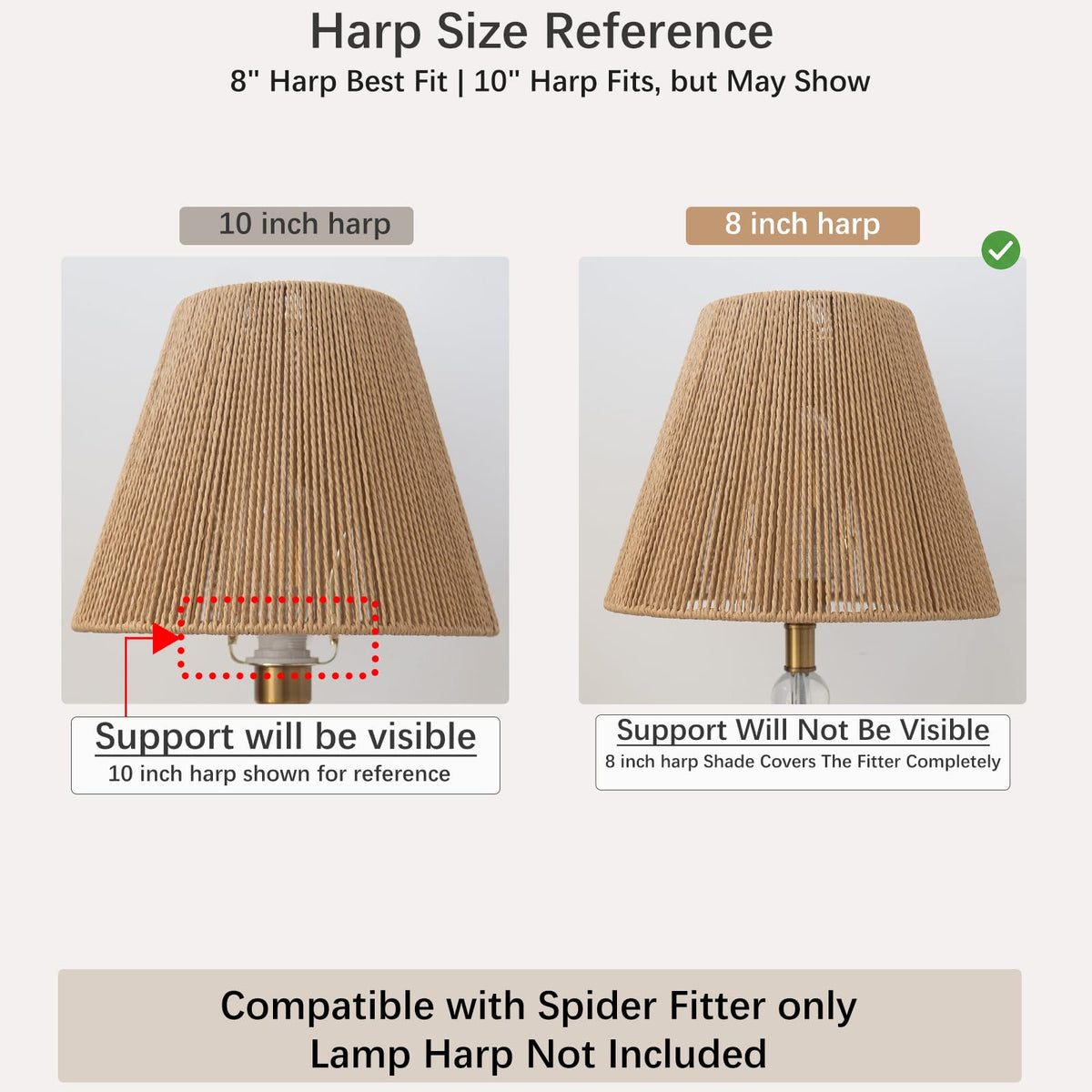 Boho Rattan Lamp Shade 7'' Top 13'' Bottom 10'' Heigh Cozy Vibe Decor Shade (7X13X10)