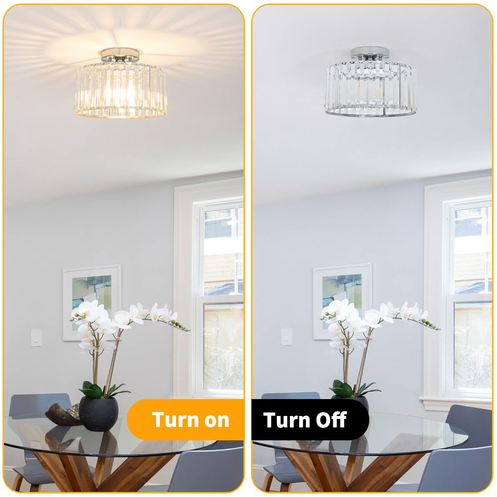 Crystal Ceiling Light Fixture (11in - 1 light / Chrome)