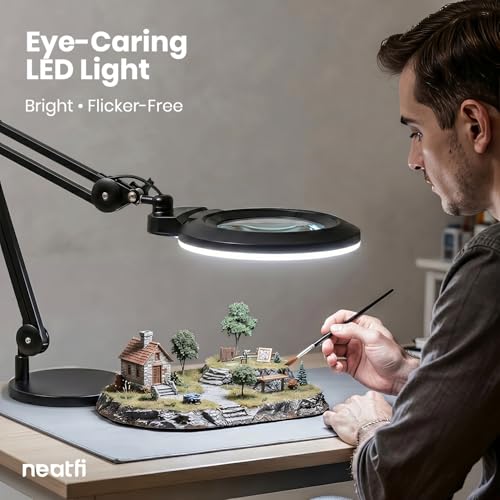 LED Magnifying Lamp with Base (Black / 7-inch Lens, Non-CCT with Base)