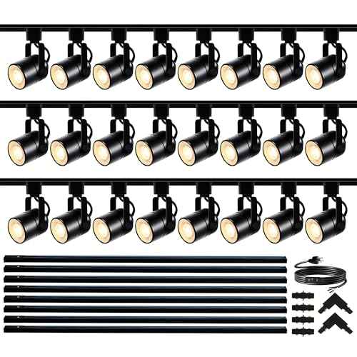 LED Track Lighting Kit GU10 4000K 24 Lights Black