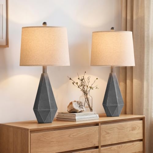 23'' Table Lamps Set of 2 for Living Room Bedroom (Medium - Dark Grey)