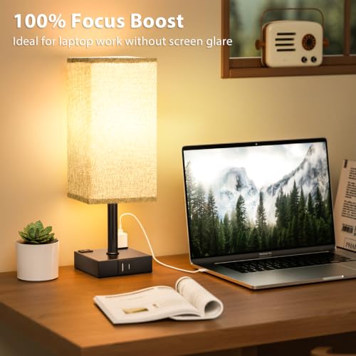 Grey Touch Lamps Set of 2 for Bedroom (Grey Shade-Black Base)