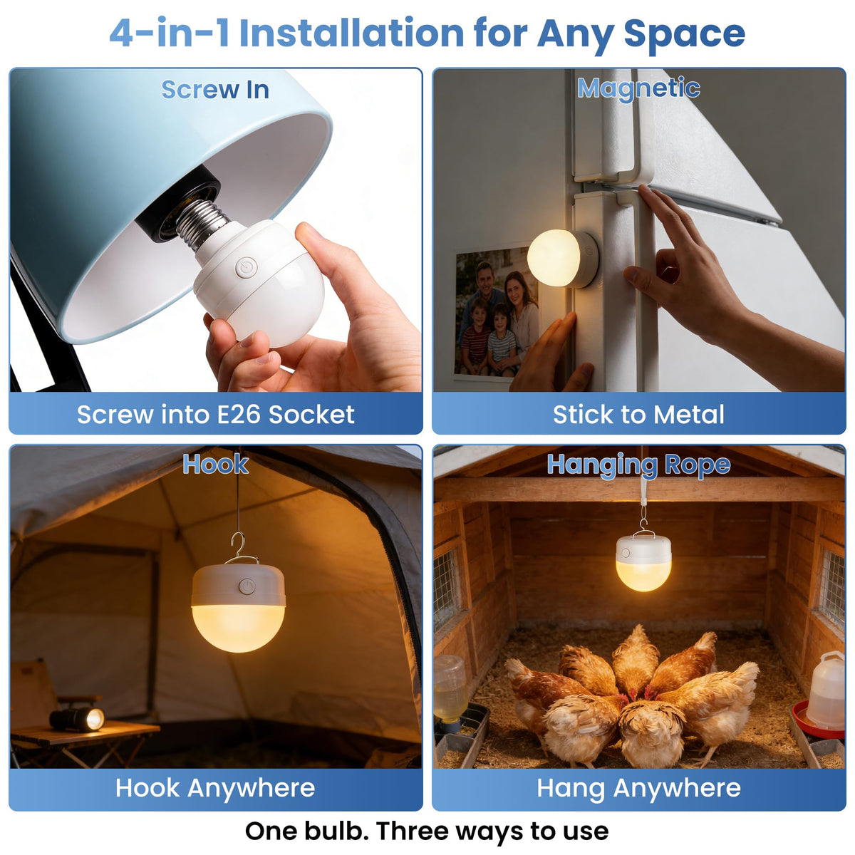 Rechargeable Light Bulbs with Remote and Timer