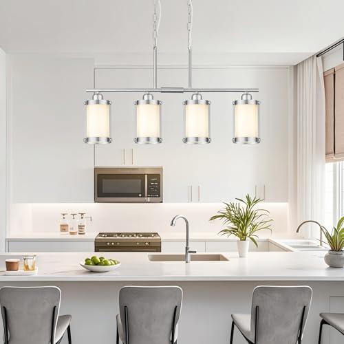 Brushed Nickel 4 (Nickel + Milk Glass / 4-Light, Linear)