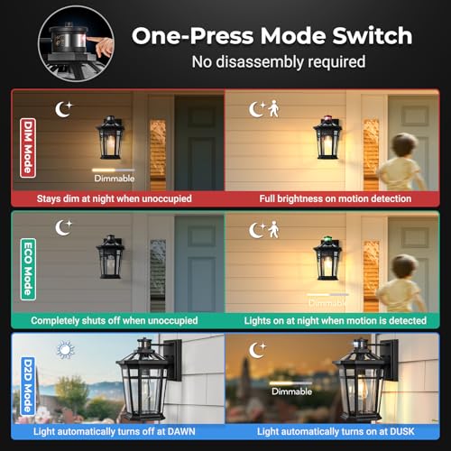 Large Black Motion Sensor Outdoor Lights (Black / Large 1-Pack)