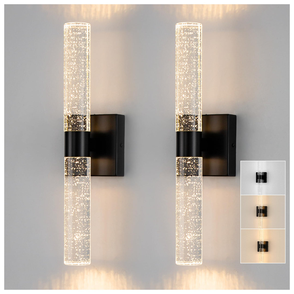 Modern Wall Sconces Set of Two (Black / 18in)
