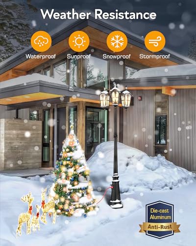 Outdoor Post Lights with Outlet (Black (Lamp Head Down with Outlet))