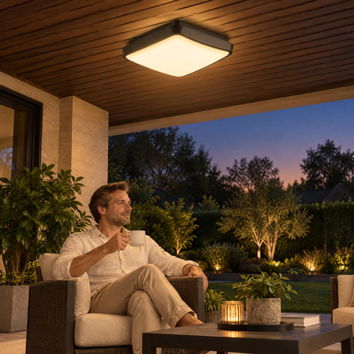 Modern Black Square LED Porch Ceiling Lights (8.5 IN)