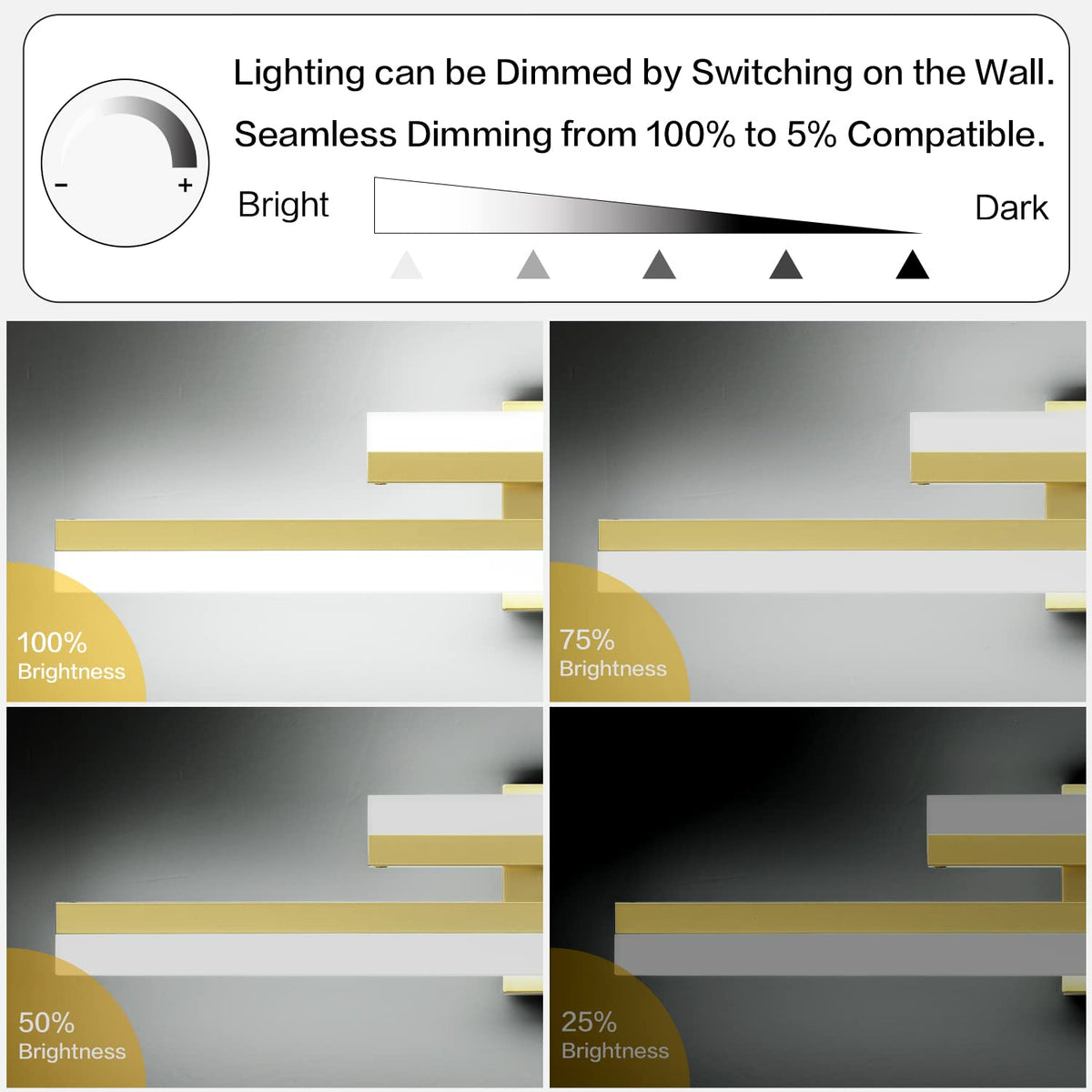 40" LED Bathroom Vanity Light (Gold-Dimmable / 40inch)