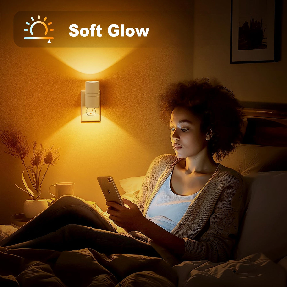 Amber Night Lights Plug into Wall (White)