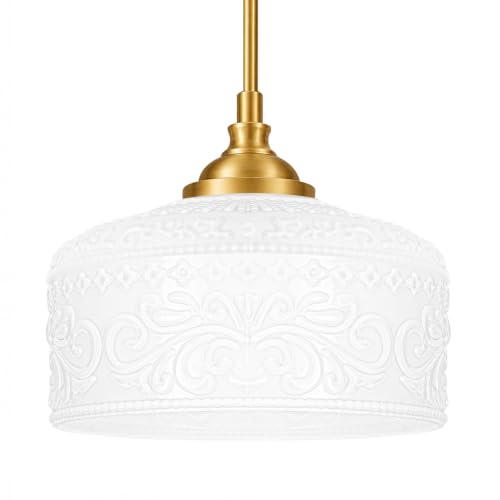 Vintag Pendant Light with Etched Crystal Glass
