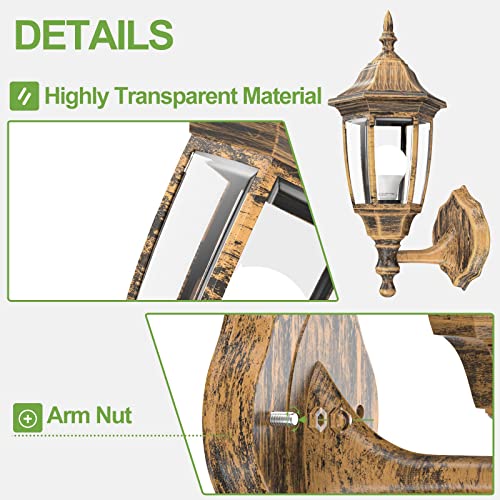Outdoor Porch Light (Gold / No Sensor-Plastic)