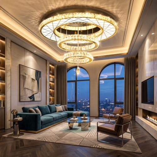 LED Chandeliers for Dining Room Ceiling Light (32 inch / Gold)