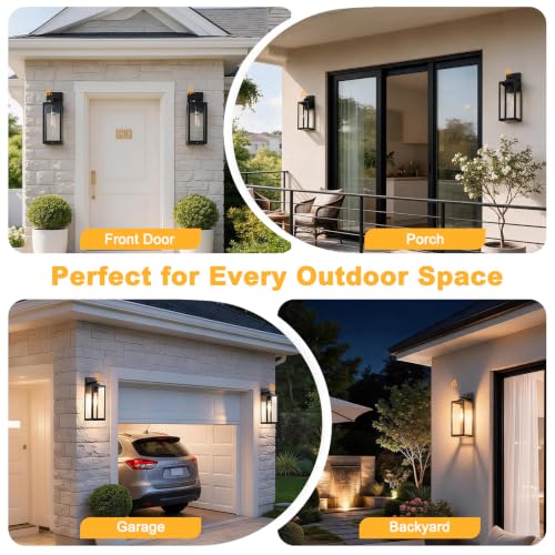 16" Enclosed Dusk to Dawn Outdoor Light Fixture (2 Packs-16IN / Black (Dusk to Dawn))