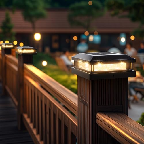 4x4 5x5 Solar Post Cap Lights Outdoor 12 (Black / 12 Pack)