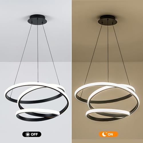 19.7 inches Dimmable Black Modern Led Chandelier with Remote Control (Black-4 / 19.7 inches)