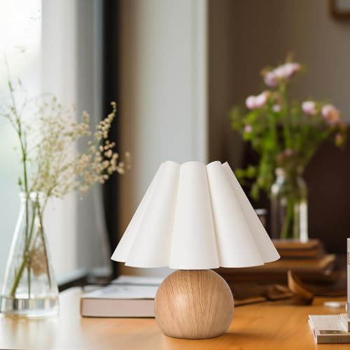 Cute Small Table Lamp (White+Light Brown)