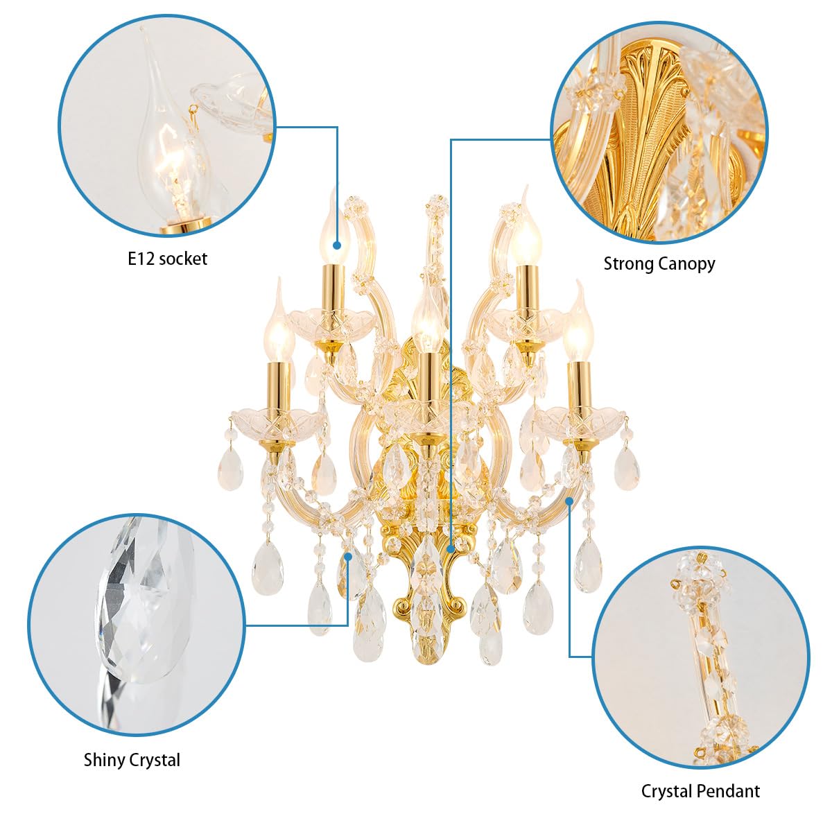 Large Modern Crystal Wall Lights (YL6035G-5)