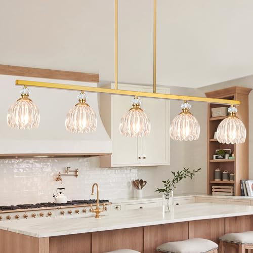 Gold Island Light for Kitchen (5-Light / Gold)