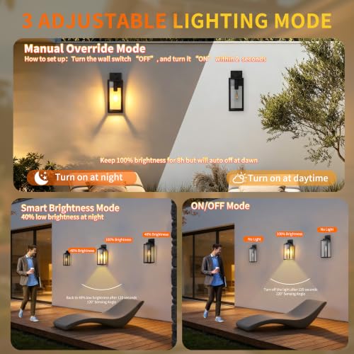 15 Inch Motion Sensor Dawn to Dusk Outdoor Sensor Light Fixture Waterproof Porch Lights Anti (15 Inch)