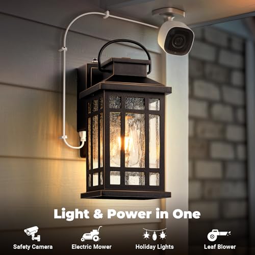 Dusk to Dawn Porch Lights with GFCI Outlet (ORB(Gold Trim) / D2D 2-Pack)