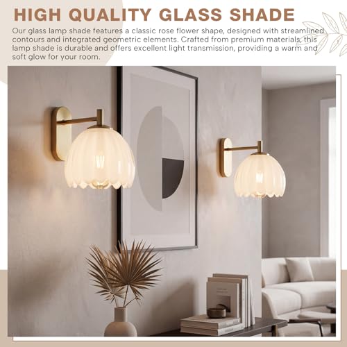 2 Pcs Glass Tulip Lamp Shade (White)
