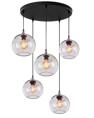 Pendant Lights Kitchen Island Glass Blown Lighting Modern Globe Seeded Brushed Nickle 7" Diam