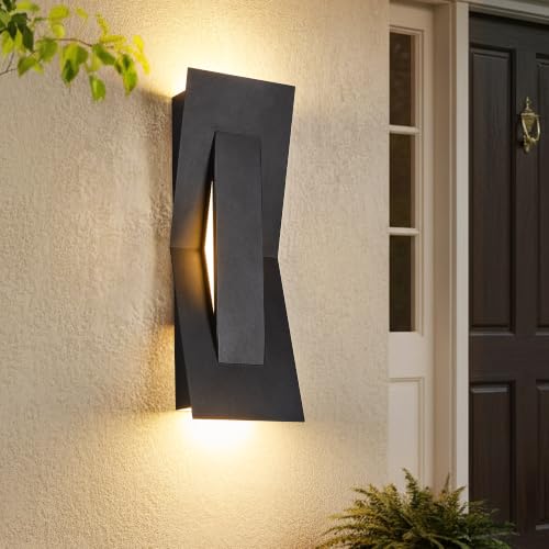 Modern Dimmable LED Up Down Wall Light (1 Pack Textured Black)