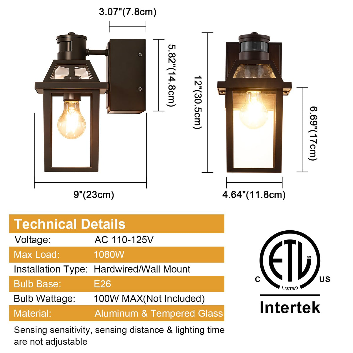 Porch Lights with GFCI Outlet Dusk to Dawn Outdoor Lighting Brown 2Pack (Brown / 2 Pack)