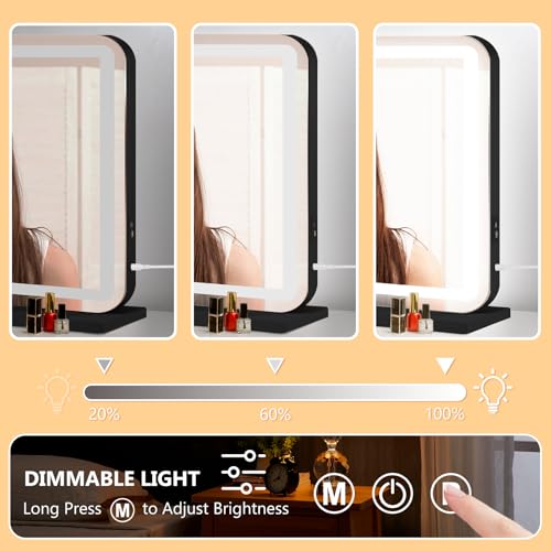 Black 26" x 20" Vanity Mirror with Lights (Black / 26"L x 20"W)