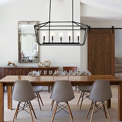 40in Black Linear Cage Chandelier (Black)