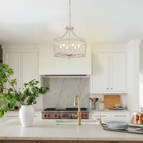 6 Light Farmhouse Chandelier (6 Lights Vintage White)