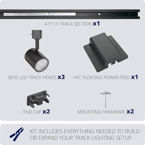 Charge 8010 LED 27W 3 Light Track Kit with Floating Canopy Feed and 4Ft Track with End Caps 5 (White / 5-CCT Selectable LED)