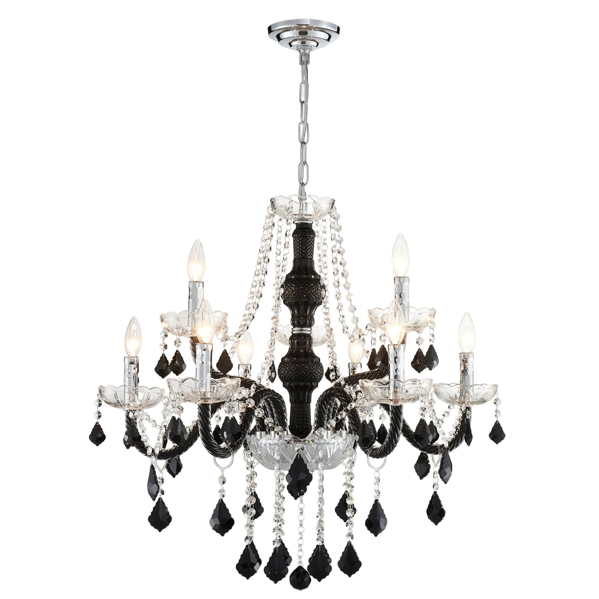 Saint Mossi Black and Clear Crystal Chandelier (Black and Clear Crystal / W28" 2 Tier)