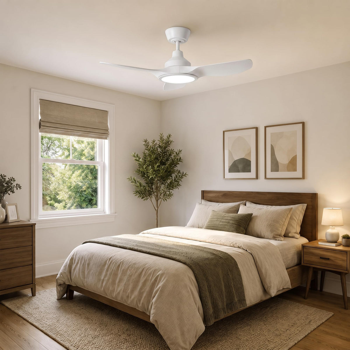 36" Small Ceiling Fan with Light (White / 36 Inch)
