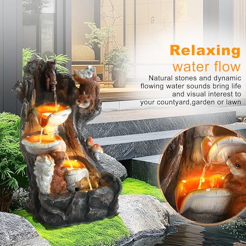 22" H Indoor Outdoor Water Feature (Yellow & Brown)