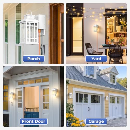 White Dusk to Dawn Outdoor Lighting with GFCI Outlet (White / D2D 1-Pack)