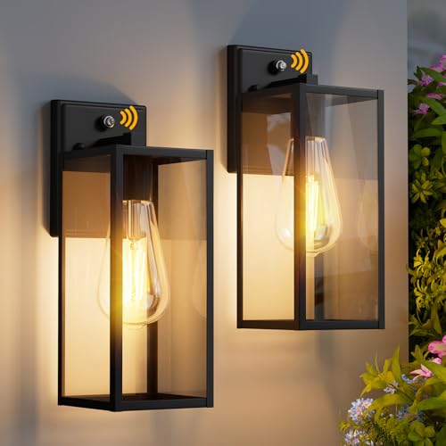 15'' Black Dusk to Dawn Outdoor Front Porch Lights for Outside (Black / Large-14.8'')