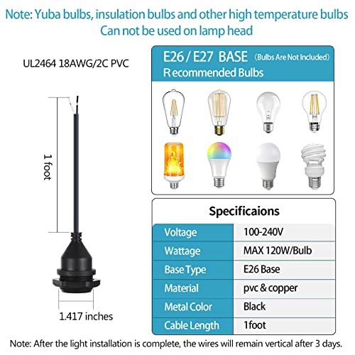 Light Socket with Cord Outdoor Light Socket Wire with E26