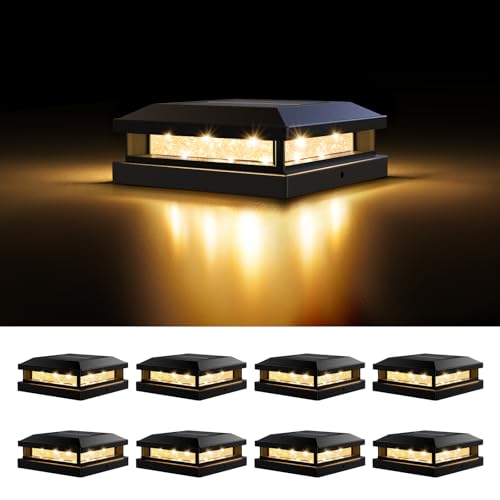 4x4 5x5 Solar Post Cap Lights Outdoor 8 (Black / 8 Pack)