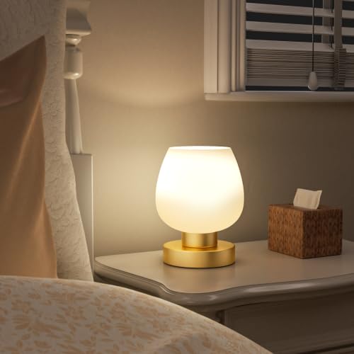 Small Touch Table Lamp for Nightstand (Gold)